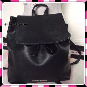VS Backpack Black Faux Leather Bookbag